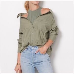 MONROW Organic Cotton Poplin Tank Shirt Button Down